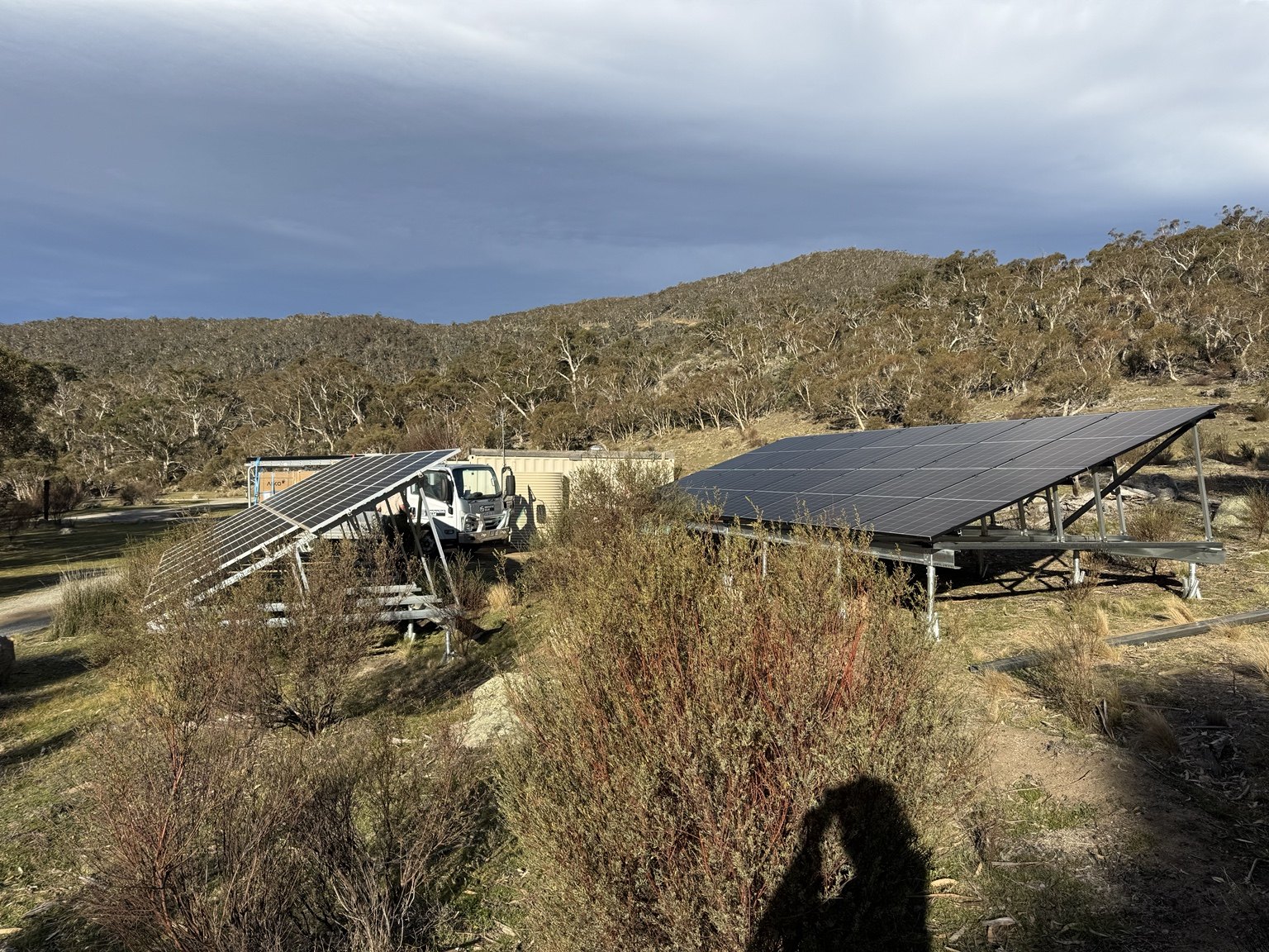 Ground mounted solar array in the Snowy Mountains